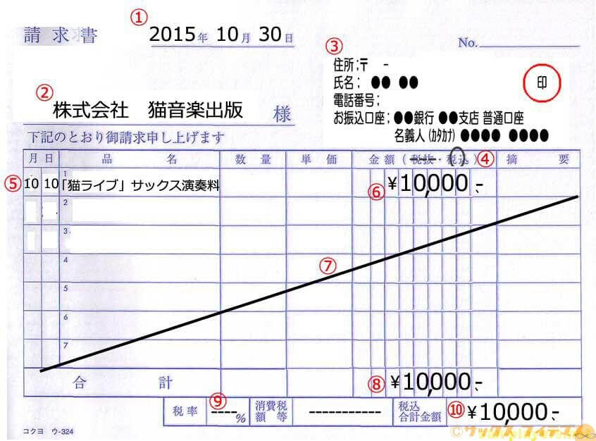 サックス　請求書